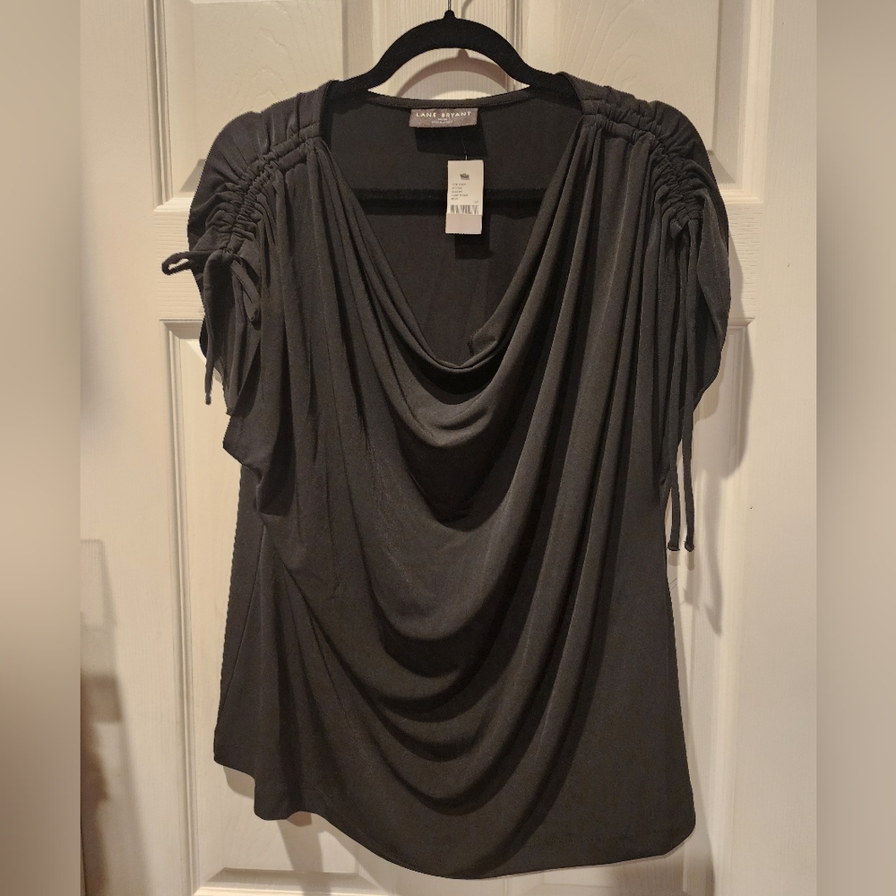 Black drape neck top, NWT